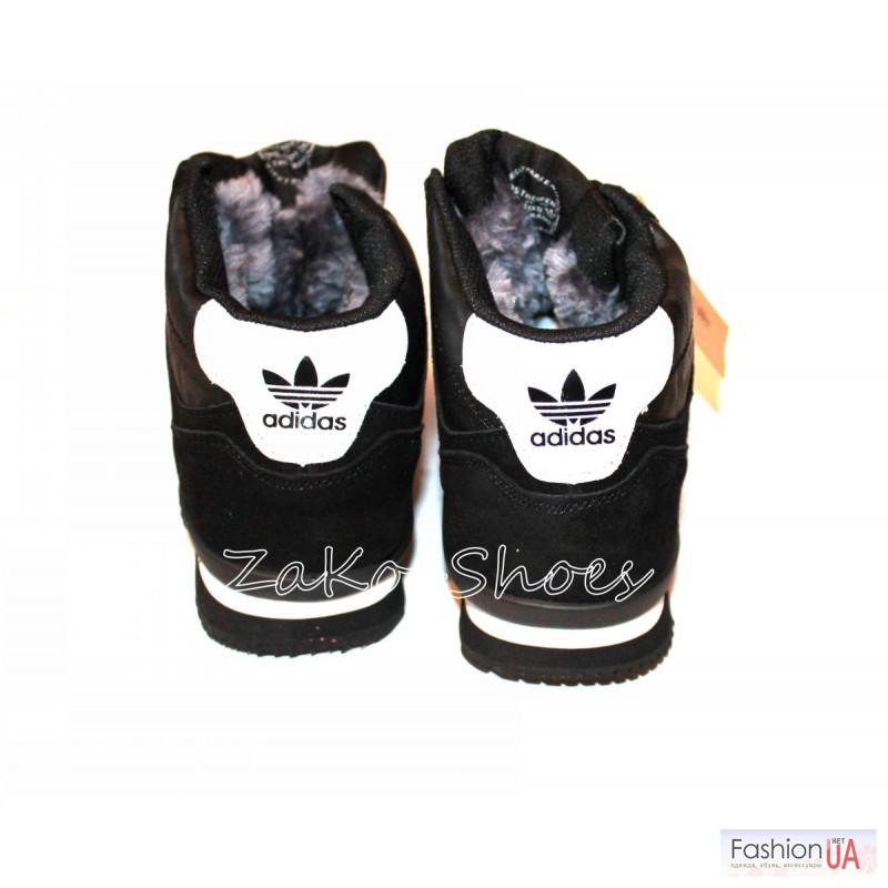 Фото 2. Кроссовки Adidas с натуральным мехом (Black)