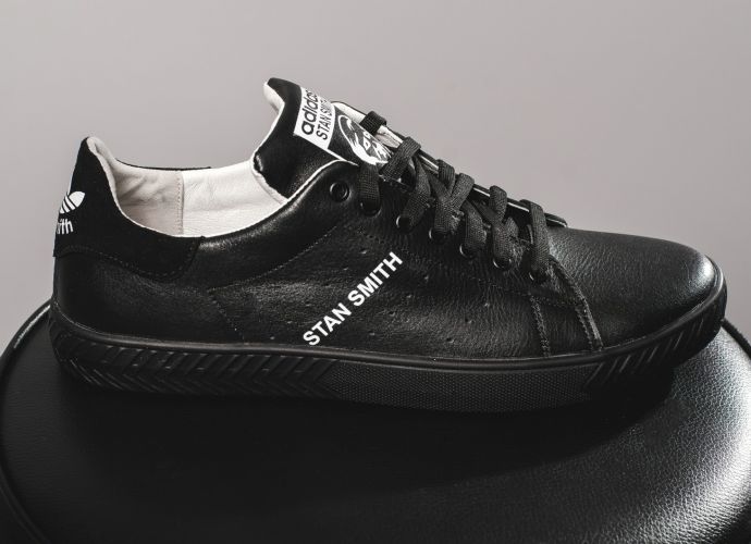 Фото 5. Мужские кожаные черные кеды Adidas Stan Smith 10765