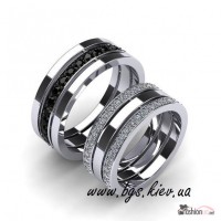 Обручальные кольца с черными и белыми бриллиантами