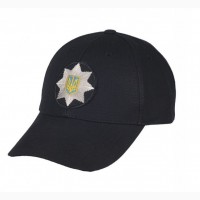 Бейсболка с кокардой полиции Рип-Стоп черная, Кепка полицейская с кокардой
