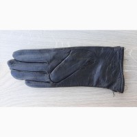Женские черные демисезонные кожаные перчатки Romania