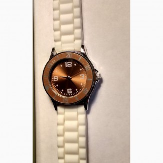Новые элегантные часы фирмы Ив Роше с белым ремешком из полиэстера