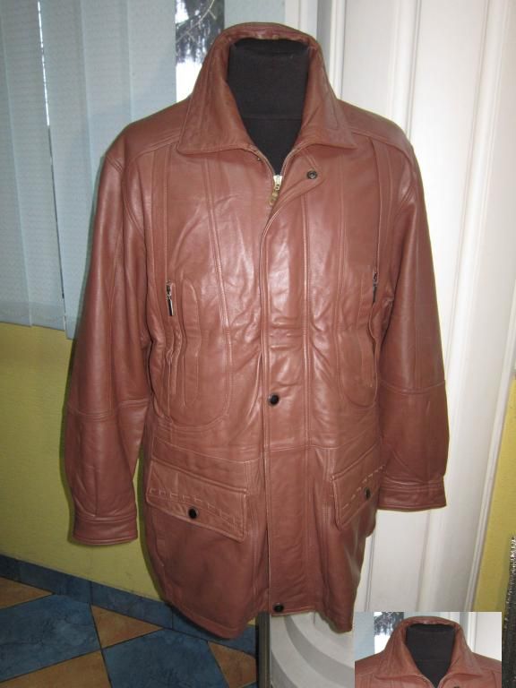 Утеплённая стильная кожаная мужская куртка. Лот 330