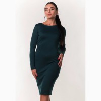 Темно-зеленые платья с длинными рукавами(44, 46, 48, 50 размеры)/сукні міді