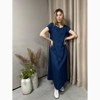 Сукня з льону та віскози Джульєтта Season в стилі бохо темно-синя