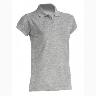 Женская футболка-поло серый меланж 100% хлопок