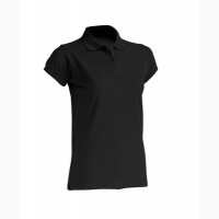 Женская футболка-поло черная 100% хлопок