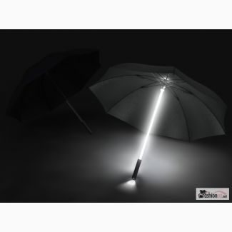 Светящийся зонт черный с белой подсветкой