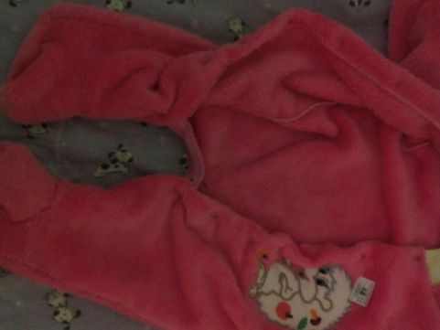 Фото 3. Повний розпродаж!!Піжамка махрова для немовлят/человечек теплый с капюшоном розового цвета