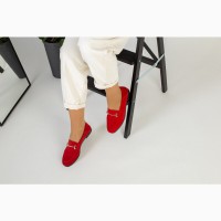 Туфли замшевые красные 6630-2
