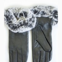 Женские кожаные перчатки Сенсорные, на меху