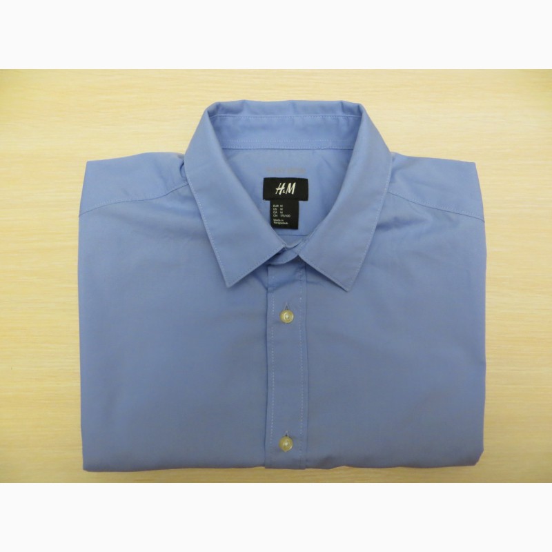 Фото 4. Мужская рубашка HM easy iron голубая 41-42 с длинным рукавом новая
