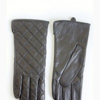 Женские кожаные перчатки на меху сенсорные
