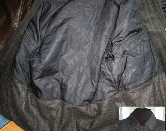 Фото 4. Большая утеплённая кожаная мужская куртка. Нубук! Лот 563