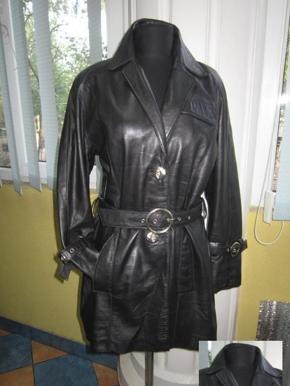 Классная женская кожаная куртка с поясом. Лот 968