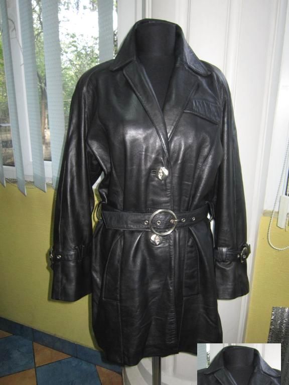 Фото 2. Классная женская кожаная куртка с поясом. Лот 968
