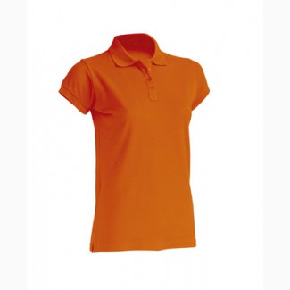 Женская футболка-поло оранжевая 100% хлопок