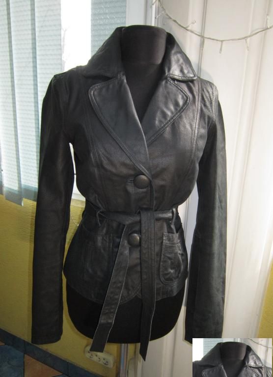 Фото 3. Оригинальная женская кожаная куртка с поясом ONLY. Лот 871