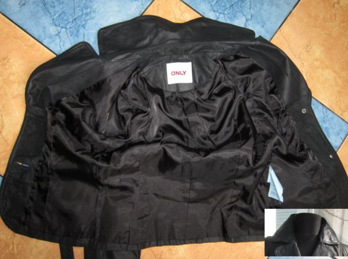 Фото 4. Оригинальная женская кожаная куртка с поясом ONLY. Лот 871