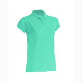 Женская футболка-поло светло-зеленая 100% хлопок
