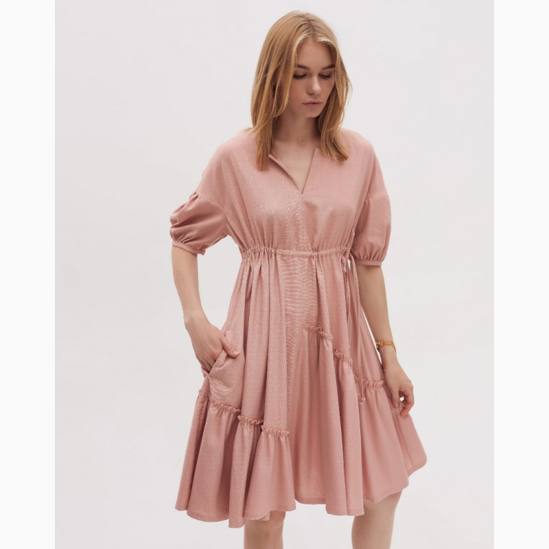 Платье из льна Season Фелиция цвет розовый
