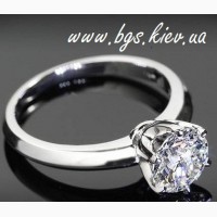Классическое помолвочное кольцо белое золото с бриллиантом