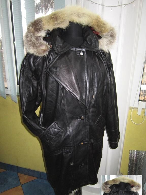 Оригинальная женская кожаная куртка с капюшеном YESSICA.54-56. Лот 338