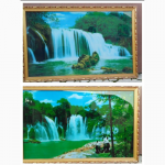 Большая картина Водопад с подсветкой, музыкальная, размер 70х110 см