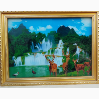 Картина с подсветкой Водопад музыкальная, размер 40х30см