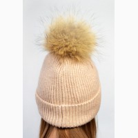 Зимняя шерстяная шапка, очень теплая! мех енота, разные цвета